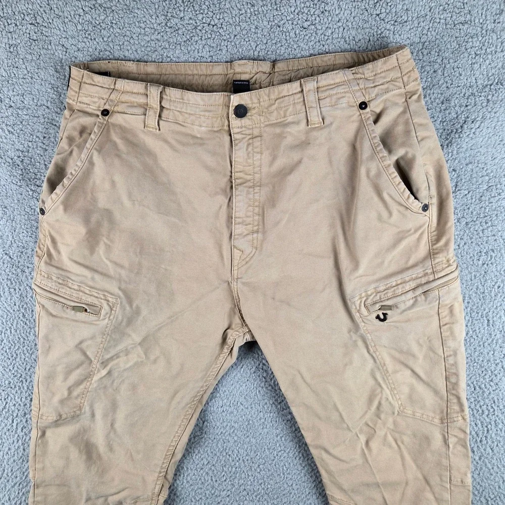 True Religion Logan Relaxed Taper Jeans‎ Pants 42 (38x31) Mens Khaki